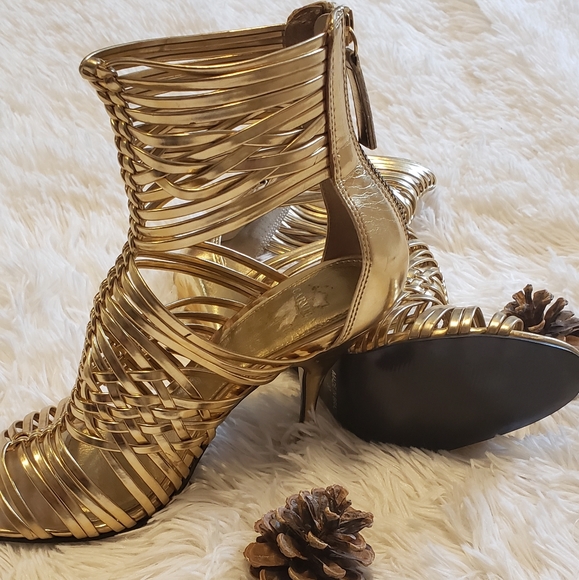 Carvela Multi Strap Gold Heels - Picture 4 of 5